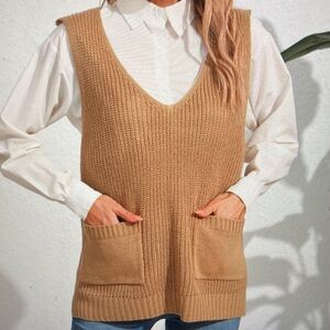 Women's Tan Sweater Vest